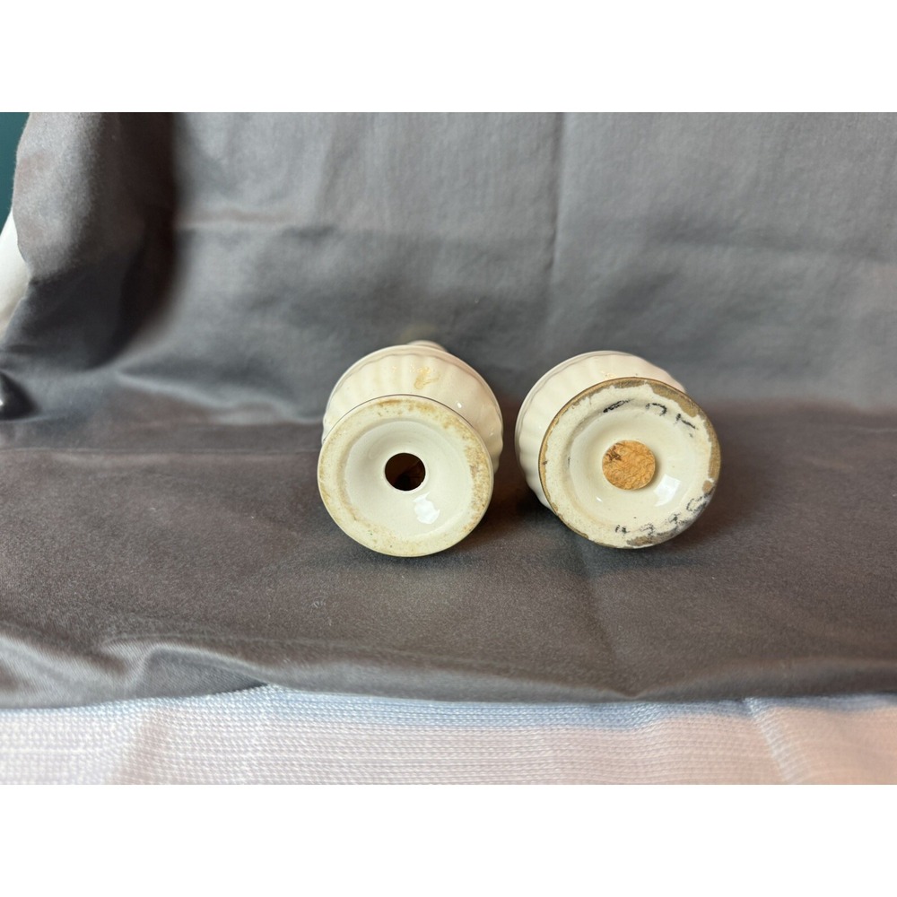 Vintage MCM Lusterware? Art Deco Salt Pepper Shakers Iridescent White Pearl Gold - Picture 6 of 6